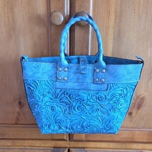 Blue Embossed Tote Bag
